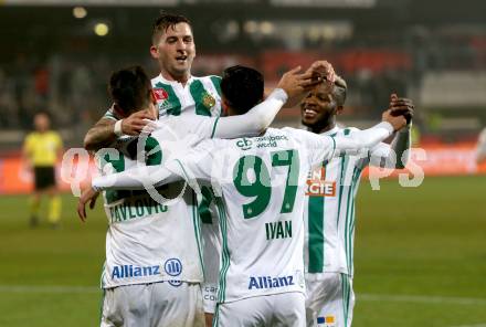 Fussball OEFB Cup. RZ Pellets WAC gegen SK Rapid Wien. Torjubel Andrija PavloviÄ, Andrei Virgil Ivan, Boli Bolingoli Mbombo (Rapid). Wolfsberg, am 31.10.2018.
Foto: Kuess

---
pressefotos, pressefotografie, kuess, qs, qspictures, sport, bild, bilder, bilddatenbank