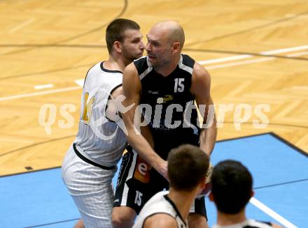 Basketball 2. Bundesliga. Grunddurchgang 6. Runde. Woerthersee Piraten gegen Jennersdorf Blackbirds.  Sirnik Matic (Woerthersee Piraten),  Marco Moric (Jennersdorf). Klagenfurt, am 10.11.2018.
Foto: Kuess
---
pressefotos, pressefotografie, kuess, qs, qspictures, sport, bild, bilder, bilddatenbank