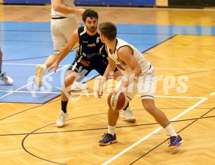 Basketball 2. Bundesliga. Grunddurchgang 6. Runde. Woerthersee Piraten gegen Jennersdorf Blackbirds.  Keric Elvis (Woerthersee Piraten), Stefan Ulreich (Jennersdorf). Klagenfurt, am 10.11.2018.
Foto: Kuess
---
pressefotos, pressefotografie, kuess, qs, qspictures, sport, bild, bilder, bilddatenbank