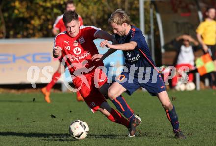 Fussball Kaerntner Liga KAC 1909 gegen Woelfnitz. Markus Pavic,  (KAC),   David Tamegger (Woelfnitz). Klagenfurt, am 10.11.2018.
Foto: Kuess
---
pressefotos, pressefotografie, kuess, qs, qspictures, sport, bild, bilder, bilddatenbank