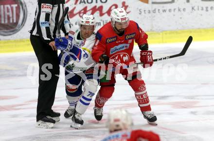 EBEL. Eishockey Bundesliga. KAC gegen VSV. Thomas Koch, (KAC), Blaine Down  (VSV). Klagenfurt, am 13.11.2018.
Foto: Kuess

---
pressefotos, pressefotografie, kuess, qs, qspictures, sport, bild, bilder, bilddatenbank