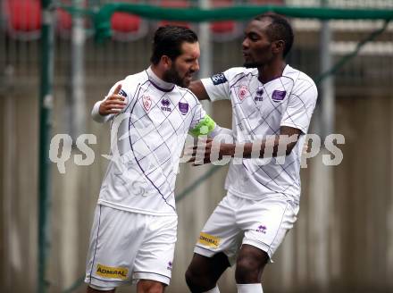 Fussball 2. Liga. SK Austria Klagenfurt gegen FC Liefering. Torjubel Sandro Zakany, Ousseini Nji Mfifen Mounpain (Austria Klagenfurt). Klagenfurt, 24.11.2018.
Foto: Kuess
---
pressefotos, pressefotografie, kuess, qs, qspictures, sport, bild, bilder, bilddatenbank