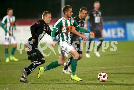 Fussball tipico Bundesliga. RZ Pellets WAC gegen SV Mattersburg.  Marcel Ritzmaier,  (WAC), Rene Renner (SV Mattersburg). Wolfsberg, am 24.11.2018.
Foto: Kuess

---
pressefotos, pressefotografie, kuess, qs, qspictures, sport, bild, bilder, bilddatenbank