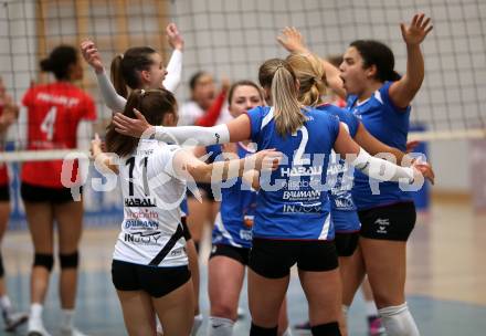 WVL. Volleyball BUndesliga Frauen. ATSC Wildcats Klagenfurt gegen SG Prinz Brunnenbau Volleys. Jubel SG Prinz Brunnenbau Volleys. Klagenfurt, am 15.12.2018.
Foto: Kuess
---
pressefotos, pressefotografie, kuess, qs, qspictures, sport, bild, bilder, bilddatenbank