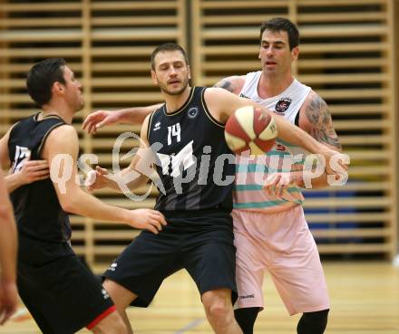 Basketball 2. Bundesliga. Grunddurchgang 11. Runde. Raiders Villach gegen Woerthersee Piraten.  Jasmin Perkovic,  (Villach), Maximilian Kunovjanek  (Piraten). Klagenfurt, am 16.12.2018.
Foto: Kuess
---
pressefotos, pressefotografie, kuess, qs, qspictures, sport, bild, bilder, bilddatenbank