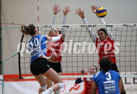 WVL. Volleyball BUndesliga Frauen. ATSC Wildcats Klagenfurt gegen SG Prinz Brunnenbau Volleys. Daniela Katz, Noemi Laura Oiwoh  (Wildcats). Klagenfurt, am 15.12.2018.
Foto: Kuess
---
pressefotos, pressefotografie, kuess, qs, qspictures, sport, bild, bilder, bilddatenbank