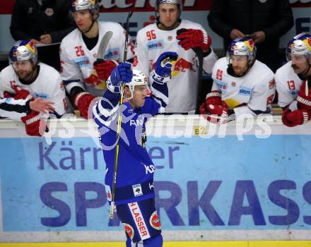 EBEL. Eishockey Bundesliga. EC VSV gegen EC Red Bull Salzburg. Torjubel Jason Desantis  (VSV). Villach, am 21.12.2018.
Foto: Kuess 


---
pressefotos, pressefotografie, kuess, qs, qspictures, sport, bild, bilder, bilddatenbank