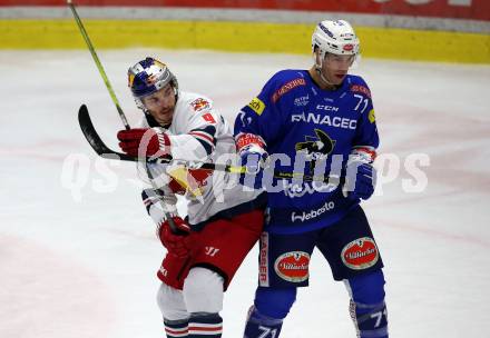 EBEL. Eishockey Bundesliga. EC VSV gegen EC Red Bull Salzburg.  Jason Desantis, (VSV), Alexander Rauchenwald  (Salzburg). Villach, am 21.12.2018.
Foto: Kuess 


---
pressefotos, pressefotografie, kuess, qs, qspictures, sport, bild, bilder, bilddatenbank