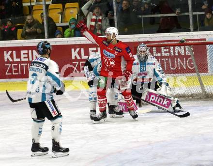 EBEL. Eishockey Bundesliga. KAC gegen	EHC Liwest Black Wings Linz. Torjubel Andrew Kozek (KAC). Klagenfurt, am 21.12.2018.
Foto: Kuess

---
pressefotos, pressefotografie, kuess, qs, qspictures, sport, bild, bilder, bilddatenbank