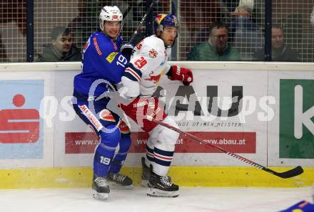 EBEL. Eishockey Bundesliga. EC VSV gegen EC Red Bull Salzburg.  Stefan Bacher,  (VSV), Christopher Van De Velde (Salzburg). Villach, am 21.12.2018.
Foto: Kuess 


---
pressefotos, pressefotografie, kuess, qs, qspictures, sport, bild, bilder, bilddatenbank