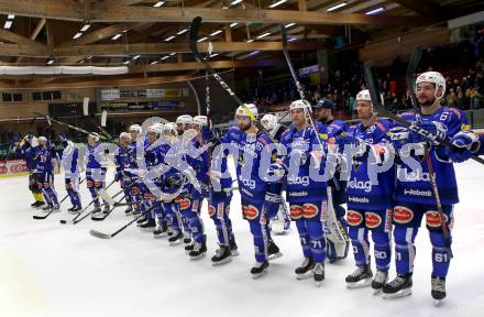 EBEL. Eishockey Bundesliga. EC VSV gegen EC Red Bull Salzburg.  Jubel VSV. Villach, am 21.12.2018.
Foto: Kuess 


---
pressefotos, pressefotografie, kuess, qs, qspictures, sport, bild, bilder, bilddatenbank