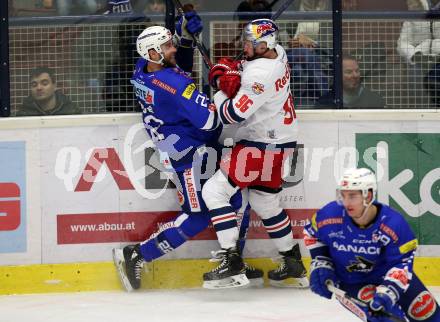 EBEL. Eishockey Bundesliga. EC VSV gegen EC Red Bull Salzburg.  Yann Sauve,  (VSV), Mario Huber (Salzburg). Villach, am 21.12.2018.
Foto: Kuess 


---
pressefotos, pressefotografie, kuess, qs, qspictures, sport, bild, bilder, bilddatenbank