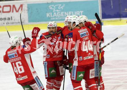 EBEL. Eishockey Bundesliga. KAC gegen	EHC Liwest Black Wings Linz. Thomas Hundertpfund, Adam Comrie, David Fischer, Mitch Wahl, Johannes Bischofberger (KAC). Klagenfurt, am 21.12.2018.
Foto: Kuess

---
pressefotos, pressefotografie, kuess, qs, qspictures, sport, bild, bilder, bilddatenbank