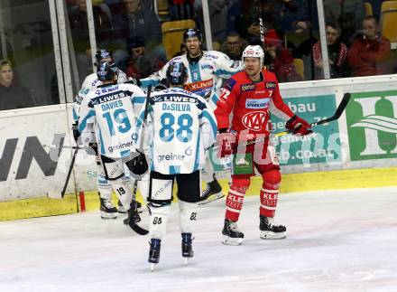 EBEL. Eishockey Bundesliga. KAC gegen	EHC Liwest Black Wings Linz. Siim Liivik, (KAC), Torjubel Linz . Klagenfurt, am 21.12.2018.
Foto: Kuess

---
pressefotos, pressefotografie, kuess, qs, qspictures, sport, bild, bilder, bilddatenbank