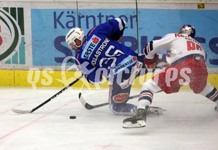 EBEL. Eishockey Bundesliga. EC VSV gegen EC Red Bull Salzburg. Jerry Pollastrone,  (VSV),  Florian Baltram (Salzburg). Villach, am 21.12.2018.
Foto: Kuess 


---
pressefotos, pressefotografie, kuess, qs, qspictures, sport, bild, bilder, bilddatenbank