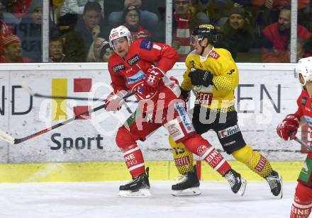 EBEL. Eishockey Bundesliga. KAC gegen	spusu Vienna Capitals.  Petersen Nicholas Eric (KAC), Romig Emilio (Vienna Capitals). Klagenfurt, am 23.12.2018.
Foto: Kuess

---
pressefotos, pressefotografie, kuess, qs, qspictures, sport, bild, bilder, bilddatenbank