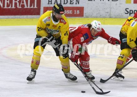 EBEL. Eishockey Bundesliga. KAC gegen	spusu Vienna Capitals.  Kraus Nikolaus (KAC), Noedl Andreas (Vienna Capitals). Klagenfurt, am 23.12.2018.
Foto: Kuess

---
pressefotos, pressefotografie, kuess, qs, qspictures, sport, bild, bilder, bilddatenbank