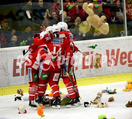 EBEL. Eishockey Bundesliga. KAC gegen	spusu Vienna Capitals. Torjubel (KAC). Klagenfurt, am 23.12.2018.
Foto: Kuess

---
pressefotos, pressefotografie, kuess, qs, qspictures, sport, bild, bilder, bilddatenbank