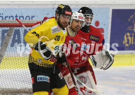 EBEL. Eishockey Bundesliga. KAC gegen	spusu Vienna Capitals. Gartner Charles Robin, Haugen Lars (KAC), Noedl Andreas (Vienna Capitals). Klagenfurt, am 23.12.2018.
Foto: Kuess

---
pressefotos, pressefotografie, kuess, qs, qspictures, sport, bild, bilder, bilddatenbank