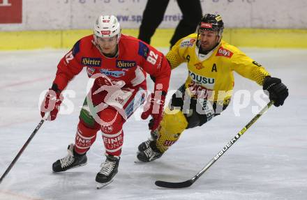 EBEL. Eishockey Bundesliga. KAC gegen	spusu Vienna Capitals. Clemens Unterweger (KAC), 	Rotter Rafael (Vienna Capitals). Klagenfurt, am 23.12.2018.
Foto: Kuess

---
pressefotos, pressefotografie, kuess, qs, qspictures, sport, bild, bilder, bilddatenbank