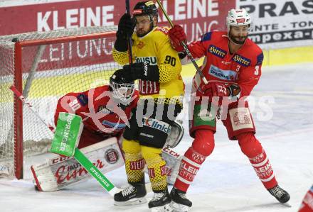 EBEL. Eishockey Bundesliga. KAC gegen	spusu Vienna Capitals. Fischer David Joseph, Haugen Lars (KAC), Tessier Kelsey (Vienna Capitals). Klagenfurt, am 23.12.2018.
Foto: Kuess

---
pressefotos, pressefotografie, kuess, qs, qspictures, sport, bild, bilder, bilddatenbank