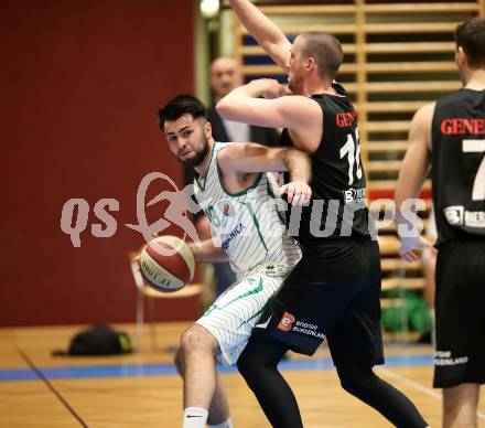 Basketball 2. Bundesliga. Grunddurchgang 14. Runde. KOS Celovec gegen   	BK Mattersburg Rocks. Marin Sliskovic (KOS), Corey Hallett (BK Mattersburg Rocks). Klagenfurt, am 13.1.2019.
Foto: Kuess
---
pressefotos, pressefotografie, kuess, qs, qspictures, sport, bild, bilder, bilddatenbank