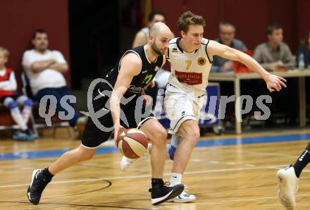 Basketball 2. Bundesliga. Grunddurchgang 15. Runde. Woerthersee Piraten gegen Basket Flames.  Lukas Simoner,  (Woerthersee Piraten), Tobias Stadelmann (Basket Flames). Klagenfurt, am 5.1.2019.
Foto: Kuess
---
pressefotos, pressefotografie, kuess, qs, qspictures, sport, bild, bilder, bilddatenbank