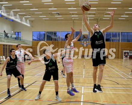 Basketball 2. Bundesliga. Grunddurchgang 15. Runde. Raiders Villach gegen Deutsch Wagram Alligators.  Antonio Boban, Sebastian Huber (Raiders), Lukas Reichle, Elias Wlasak   (Deutsch Wagram Alligators). Klagenfurt, am 20.1.2019.
Foto: Kuess
---
pressefotos, pressefotografie, kuess, qs, qspictures, sport, bild, bilder, bilddatenbank