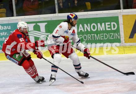 EBEL. Eishockey Bundesliga. KAC gegen	EC Red Bull Salzburg. Christoph Duller,  (KAC), Thomas Raffl (Salzburg). Klagenfurt, am 12.2.2019.
Foto: Kuess

---
pressefotos, pressefotografie, kuess, qs, qspictures, sport, bild, bilder, bilddatenbank