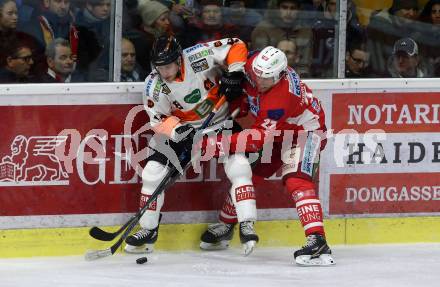 EBEL. Eishockey Bundesliga. KAC gegen	Moser Medical Graz99ers. Thomas Hundertpfund,  (KAC), Matthew Caito (Graz). Klagenfurt, am 22.2.2019.
Foto: Kuess

---
pressefotos, pressefotografie, kuess, qs, qspictures, sport, bild, bilder, bilddatenbank