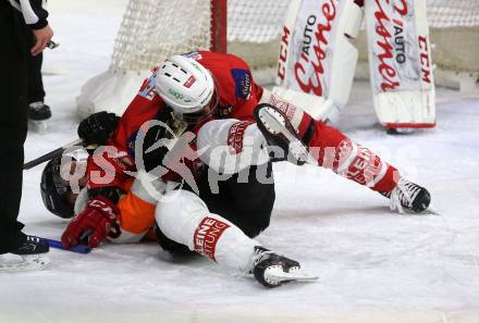 EBEL. Eishockey Bundesliga. KAC gegen	Moser Medical Graz99ers. Thomas Koch, (KAC), Ty Loney  (Graz). Klagenfurt, am 22.2.2019.
Foto: Kuess

---
pressefotos, pressefotografie, kuess, qs, qspictures, sport, bild, bilder, bilddatenbank