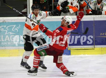 EBEL. Eishockey Bundesliga. KAC gegen	Moser Medical Graz99ers. Thomas Hundertpfund,  (KAC), Robin Jakobsson (Graz). Klagenfurt, am 22.2.2019.
Foto: Kuess

---
pressefotos, pressefotografie, kuess, qs, qspictures, sport, bild, bilder, bilddatenbank