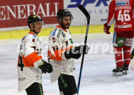 EBEL. Eishockey Bundesliga. KAC gegen	Moser Medical Graz99ers.  Torjubel Daniel Oberkofler, Erik Kirchschlaeger  (Graz). Klagenfurt, am 22.2.2019.
Foto: Kuess

---
pressefotos, pressefotografie, kuess, qs, qspictures, sport, bild, bilder, bilddatenbank