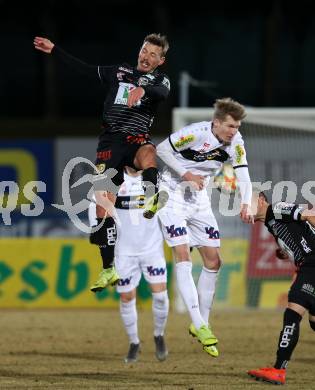 Fussball tipico Bundesliga. RZ Pellets WAC gegen CASHPOINT SCR Altach.  Christopher Wernitznig, (WAC), Simon Piesinger (Altach). Wolfsberg, am 23.2.2019.
Foto: Kuess

---
pressefotos, pressefotografie, kuess, qs, qspictures, sport, bild, bilder, bilddatenbank