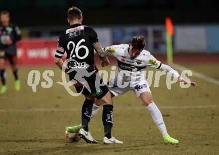 Fussball tipico Bundesliga. RZ Pellets WAC gegen CASHPOINT SCR Altach.  Michael Sollbauer,  (WAC), Mergim Berisha (Altach). Wolfsberg, am 23.2.2019.
Foto: Kuess

---
pressefotos, pressefotografie, kuess, qs, qspictures, sport, bild, bilder, bilddatenbank