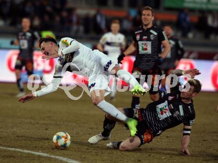 Fussball tipico Bundesliga. RZ Pellets WAC gegen CASHPOINT SCR Altach.  Michael Sollbauer,  (WAC), Mergim Berisha (Altach). Wolfsberg, am 23.2.2019.
Foto: Kuess

---
pressefotos, pressefotografie, kuess, qs, qspictures, sport, bild, bilder, bilddatenbank