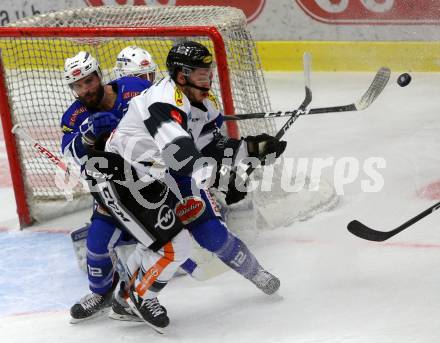 EBEL. Eishockey Bundesliga. EC VSV gegen DEC Dornbirn Bulldogs.  Nikolas Petrik, (VSV), Alexandre Picard  (Dornbirn). Villach, am 24.2.2019.
Foto: Kuess 


---
pressefotos, pressefotografie, kuess, qs, qspictures, sport, bild, bilder, bilddatenbank