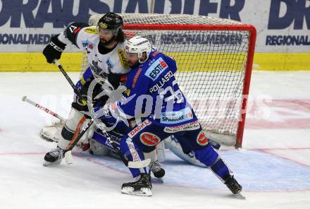 EBEL. Eishockey Bundesliga. EC VSV gegen DEC Dornbirn Bulldogs. Jerry Pollastrone, (VSV), Scott Timmins   (Dornbirn). Villach, am 24.2.2019.
Foto: Kuess 


---
pressefotos, pressefotografie, kuess, qs, qspictures, sport, bild, bilder, bilddatenbank