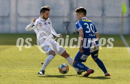 Fussball. 2. Liga. âSK Austria Klagenfurt gegen FC Blau Weiss Linz.  Maximiliano Moreira Romero,  (Klagenfurt), Bernhard Fila (Linz). Klagenfurt, 3.3.2019.
Foto: Kuess
---
pressefotos, pressefotografie, kuess, qs, qspictures, sport, bild, bilder, bilddatenbank