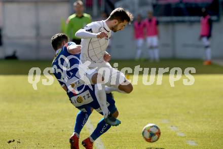 Fussball. 2. Liga. âSK Austria Klagenfurt gegen FC Blau Weiss Linz.  Okan Aydin, (Klagenfurt), Bernhard Fila  (Linz). Klagenfurt, 3.3.2019.
Foto: Kuess
---
pressefotos, pressefotografie, kuess, qs, qspictures, sport, bild, bilder, bilddatenbank