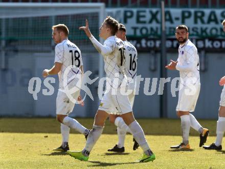 Fussball. 2. Liga. âSK Austria Klagenfurt gegen FC Blau Weiss Linz.  Torjubel Benedikt Pichler (Klagenfurt). Klagenfurt, 3.3.2019.
Foto: Kuess
---
pressefotos, pressefotografie, kuess, qs, qspictures, sport, bild, bilder, bilddatenbank