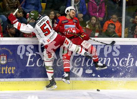 EBEL. Eishockey Bundesliga. KAC gegen	HCB Suedtirol Alperia. Marcel Witting (KAC), Timothy Campbell (Bozen). Klagenfurt, am 17.3.2019.
Foto: Kuess

---
pressefotos, pressefotografie, kuess, qs, qspictures, sport, bild, bilder, bilddatenbank