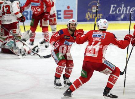 EBEL. Eishockey Bundesliga. KAC gegen	HCB Suedtirol Alperia. Torjubel Marcel Witting, Adam Comrie (KAC). Klagenfurt, am 22.3.2019.
Foto: Kuess

---
pressefotos, pressefotografie, kuess, qs, qspictures, sport, bild, bilder, bilddatenbank