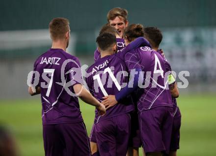 Fussball. 2. Liga. âSK Austria Klagenfurt gegen FC Juniors OOE.  Torjubel Benedikt Pichler, Patrick Greil, Okan Aydin, Scott Fitzgerald Kennedy, Florian Jaritz (Klagenfurt). Klagenfurt, 29.3.2019.
Foto: Kuess
---
pressefotos, pressefotografie, kuess, qs, qspictures, sport, bild, bilder, bilddatenbank