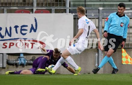 Fussball. 2. Liga. âSK Austria Klagenfurt gegen FC Juniors OOE. Markus Rusek,  (Klagenfurt), Christopher Cvetko (FC Juniors OOE). Klagenfurt, 29.3.2019.
Foto: Kuess
---
pressefotos, pressefotografie, kuess, qs, qspictures, sport, bild, bilder, bilddatenbank