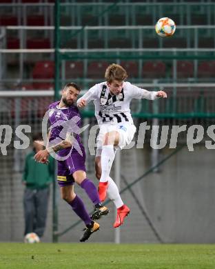 Fussball. 2. Liga. âSK Austria Klagenfurt gegen FC Juniors OOE. Kosmas Gkezos,  (Klagenfurt), Marko Raguz (FC Juniors OOE). Klagenfurt, 29.3.2019.
Foto: Kuess
---
pressefotos, pressefotografie, kuess, qs, qspictures, sport, bild, bilder, bilddatenbank