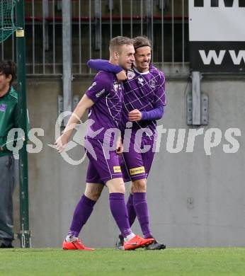 Fussball. 2. Liga. âSK Austria Klagenfurt gegen FC Juniors OOE. Torjubel Florian Jaritz, Patrick Greil (Klagenfurt). Klagenfurt, 29.3.2019.
Foto: Kuess
---
pressefotos, pressefotografie, kuess, qs, qspictures, sport, bild, bilder, bilddatenbank