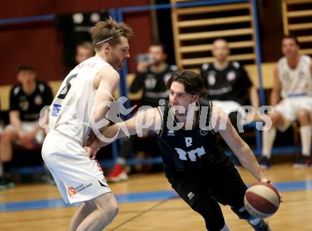 Basketball 2. Bundesliga. Play-Offs 2. Runde. Woerthersee Piraten gegen BK Mattersburg Rocks. Andreas Kuttnig  (Woerthersee Piraten), Maximilan Huebner (Mattersburg). Klagenfurt, am 29.3.2019.
Foto: Kuess
---
pressefotos, pressefotografie, kuess, qs, qspictures, sport, bild, bilder, bilddatenbank