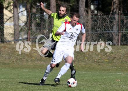 Fussball. Kaerntner Liga. ATUS Ferlach gegen Lind. Dejan Kern,  (Ferlach),  Mario Zagler (Lind). Ferlach, am 30.3.2019.
Foto: Kuess
---
pressefotos, pressefotografie, kuess, qs, qspictures, sport, bild, bilder, bilddatenbank