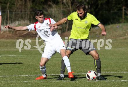 Fussball. Kaerntner Liga. ATUS Ferlach gegen Lind. Daniel Jobst, (Ferlach),  Mario Zagler (Lind). Ferlach, am 30.3.2019.
Foto: Kuess
---
pressefotos, pressefotografie, kuess, qs, qspictures, sport, bild, bilder, bilddatenbank